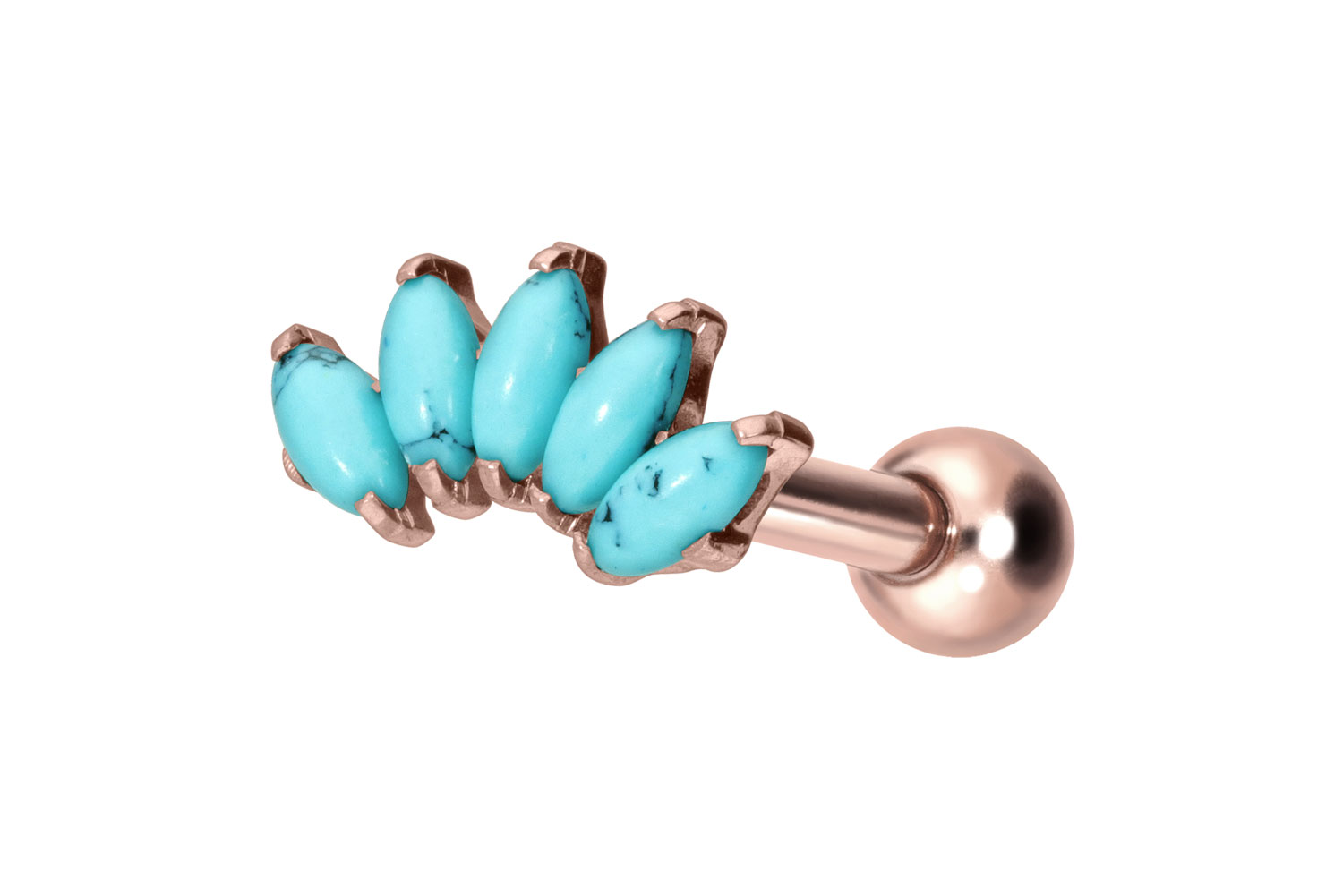 Titan Ohrpiercing mit Innengewinde BOGEN + SYNTHETISCHE TÜRKISE